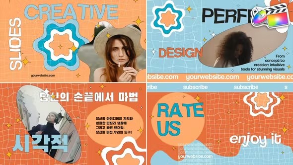 【FCPX插件】时尚多彩个人媒体社交频道Vlog开场宣传图文排版动画 Colorful Creative Slides | FCPX