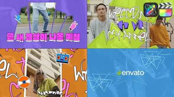 【FCPX插件】时尚活力手绘涂鸦元素装饰幻灯片图文排版Vlog动画 Colorful Urban Slides for FCPX