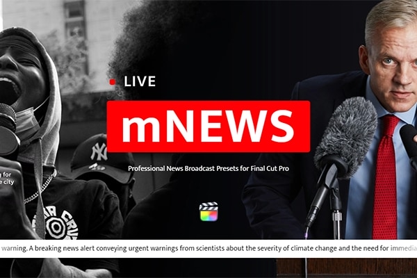 【FCPX插件】77个电视广播新闻频道栏目标题滚动字幕信息摘要图表引用转场动画 motionVFX – mNews 汉化版