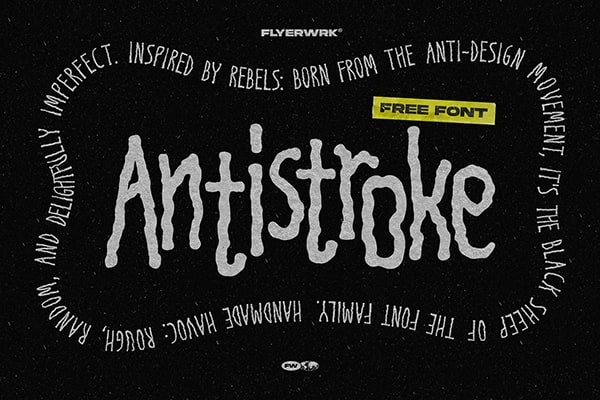 【字体】时尚叛逆音调标记扭曲抖动手写效果创意设计英文字体 flyerwrk – AntiStroke