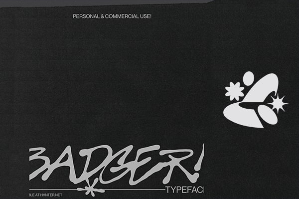 【字体】创意涂鸦手写扭曲海报排版艺术设计英文字体 HVNTER – Badger Typeface