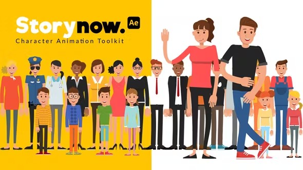 【AE模板】50个人物角色绑定场景解说MG图形动画 Story Now | Characters Animation