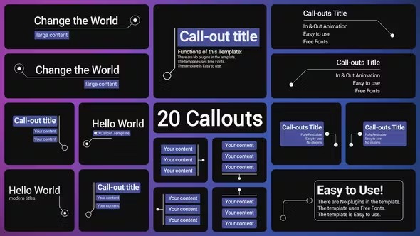【AE模板】20款呼出指示线条信息文字标题介绍标注动画 Call-outs | Infographics