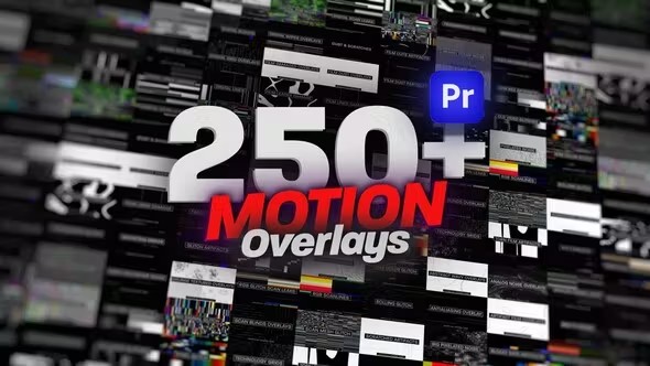 【PR模板】268种信号失真故障花屏闪烁效果背景动画 Animated Motion Overlays Pack For Premiere Pro