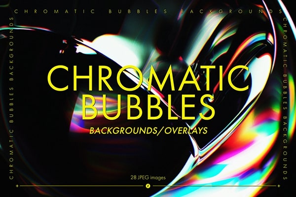 【图片素材】28款5K彩虹渐变漂浮肥皂泡泡艺术纹理叠加素材 Chromatic Bubbles Backgrounds & Overlays