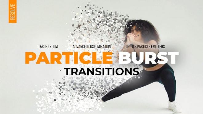 【达芬奇模板】遮罩边缘粒子消散爆炸特效视频转场预设 Particle Burst Transitions