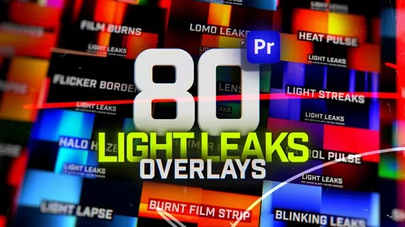 【PR模板】80种镜头炫光闪烁叠加特效动画 Animated Light Leaks Overlays Pack