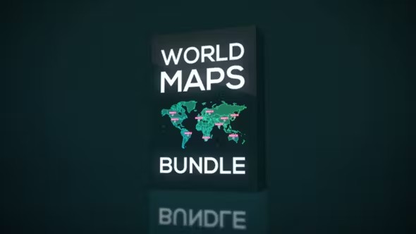 【PR模板】175个世界国家地区地图位置图钉标注指示线条动画 World Maps Bundle