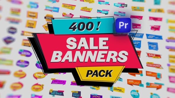 【PR模板】400个商品促销打折文字标签动画 Animated Sale Banners Pack for Premiere Pro