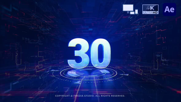 【AE模板】未来科技感数字倒计时动画片头 Digital Countdown V2