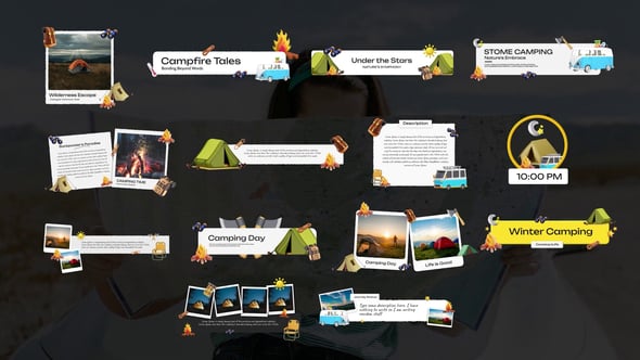 【AE模板】14个户外露营旅行纪念视频字幕条标题动画 Camping Lower Thirds