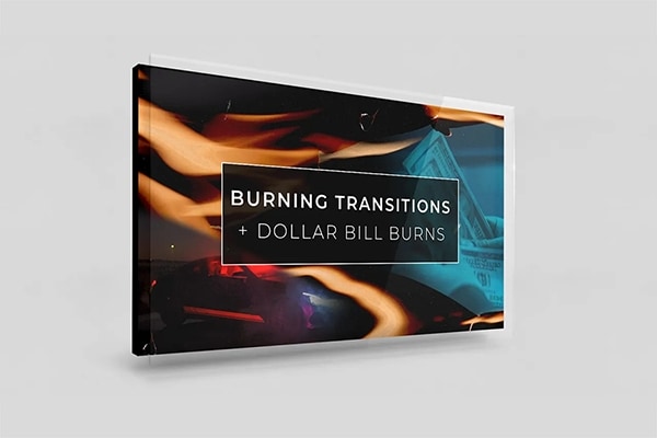 【4K视频素材】25个美元纸张火焰燃烧刻录转场过渡视频叠加动画含音效 Vamify – Burning Transitions