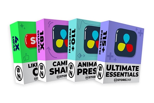 【达芬奇预设】摄相机运动转场点赞订阅图层特效文字标题动画预设包 Storezar – The Ultimate Bundle for DaVinci Resolve