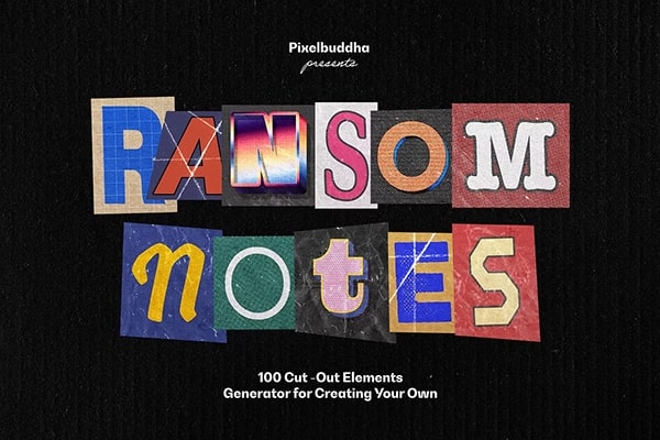 【PNG素材】100张复古剪贴画报字母数字符号创意拼贴元素PNG素材 Ransom Letters Collection