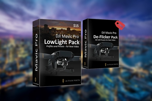 大疆无人机 DJI Mavic Pro 夜景低光微光拍摄降噪去闪烁调整 Neat Video 预设 LowLight Pack for DJI Mavic Pro & Neat Video