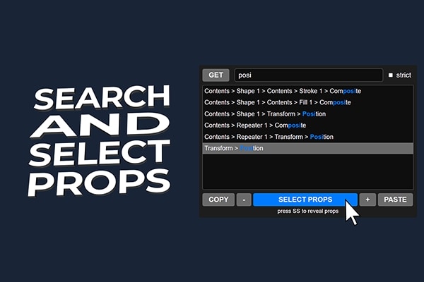 【AE脚本】搜索复制粘贴选定合成属性脚本工具 Search and Select Properties v1.04
