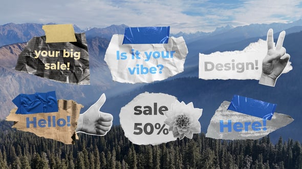 【PR模板】6个创意复古纸张表情贴纸剪贴画元素定格标题动画 Collage Titles