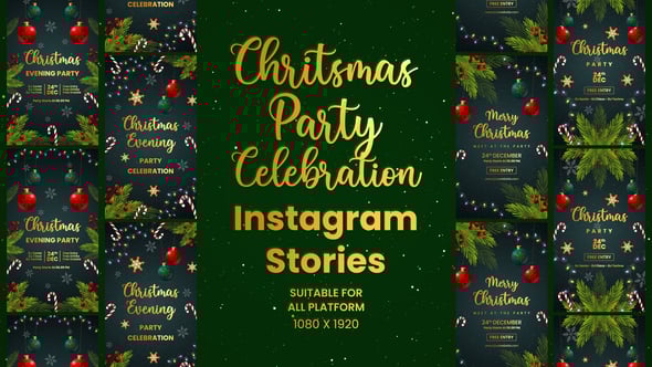【AE模板】圣诞节日喜庆祝福贺卡邀请函竖屏动画 Christmas Celebration Party Invitation Instagram Stories