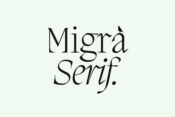 【字体】质朴优雅轻盈尖锐稳重浑厚LOGO排版艺术设计衬线英文字体 Migra Display Font