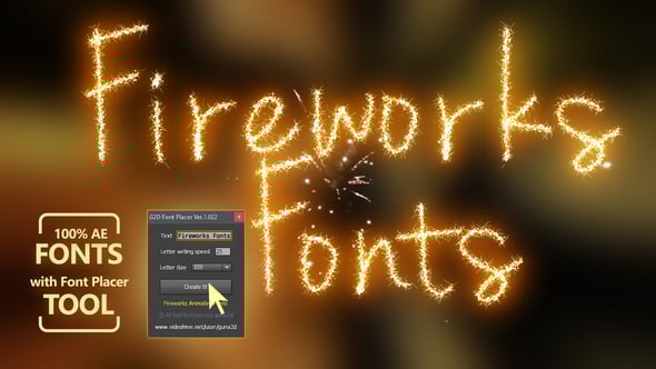 【AE脚本】绚丽烟花绽放文字标题粒子描边动画效果 Fireworks Animated Font Pack with Tool
