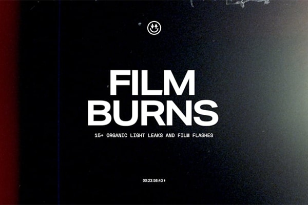 【4K视频素材】21个复古电影胶片灼烧漏光过渡转场动画 Happy Editing – Film Burns
