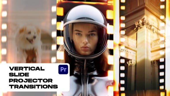 【PR模板】16个复古电影胶片帧边框闪光过渡转场预设 Vertical Slide Projector Transitions
