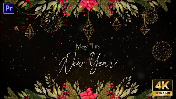 【PR模板】喜迎圣诞新年节日快乐祝福问候贺卡片头动画(含模板音乐) New Year Wishes | New Year Greetings V2