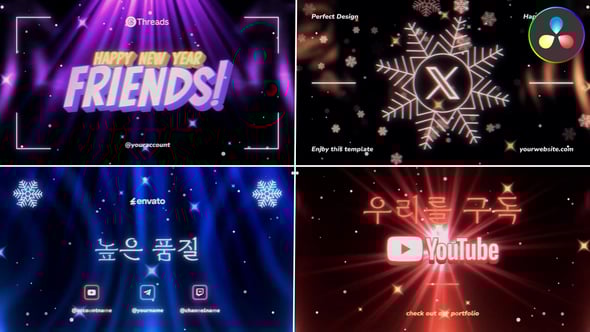 【达芬奇模板】复古卡通舞台游戏效果圣诞新年倒计时动画 New Year Countdown for DaVinci Resolve