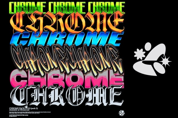 【PSD模板】复古潮流金属镀铬3D半色调渐变游戏海报风格文本标题设计模板 HVNTER – Chrome Effects Pack Vol. 3