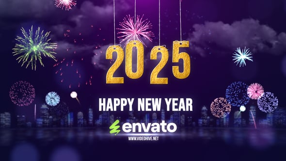 【AE模板】2025新年快乐祝福视频动画(含模板音乐) Happy New Year Wishes 2025