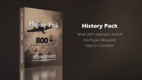 【AE脚本】800个复古历史军事战争纪录片图文展示包装预设 History Pack V1