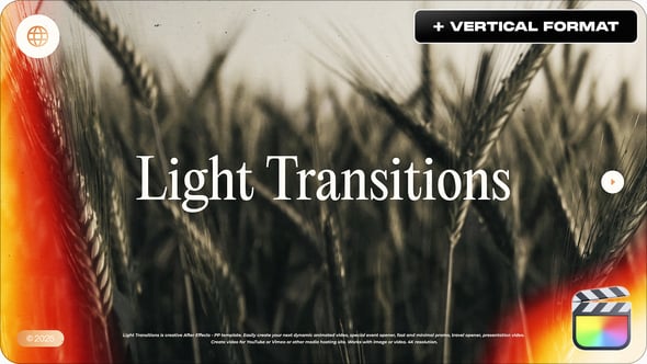 【FCPX插件】17组镜头光效闪烁过渡转场预设动画 Light Transitions 汉化版