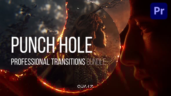 【PR模板】复古胶片电影烧伤穿孔视频转场特效 Punch Hole Transitions for Premiere Pro