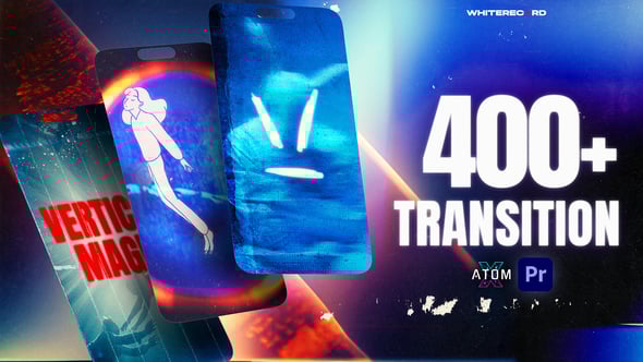 【PR脚本】400种复古竖屏电影胶片故障光效干扰纸张撕裂转场预设 400+ Vertical Transitions Pack for Social Media