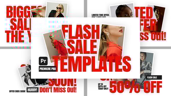 【PR模板】时尚品牌宣传促销广告图文排版展示动画 Flash Sale Animated Templates For Premiere Pro
