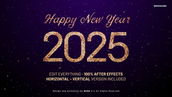 【AE模板】2025新年数字倒计时粒子消散动画开场片头动画(含模板音乐) Countdown