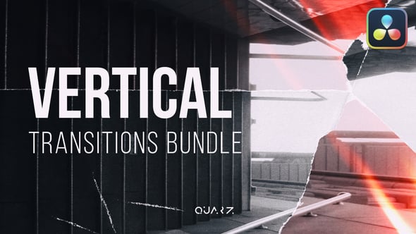 【达芬奇模板】复古老电影胶片烧伤闪光光效竖屏转场动画 Vertical Transitions for DaVinci Resolve