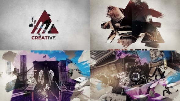 【AE模板】创意水墨画笔阴影视频过渡相册幻灯片开场动画 Brush Slideshow Intro