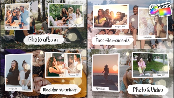 【FCPX模板】浪漫爱情甜蜜回忆照片电子相册展示幻灯片动画(含模板音乐) Photo Slideshow 汉化版