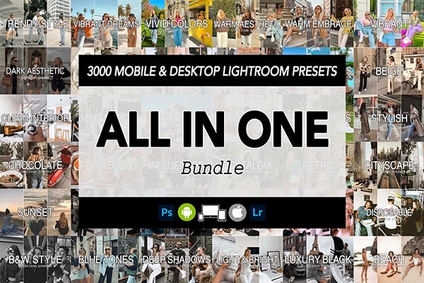 【LR预设】3000款INS时尚博客旅拍人像生活摄影调色Lightroom预设合集 All in One – 3000 Lightroom Presets Bundle