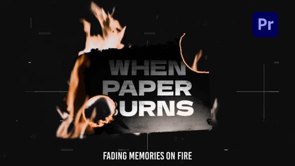 【PR模板】沉默黑暗背景纸张燃烧火焰故事片回忆场景动画 Paper Burn Stories Slides