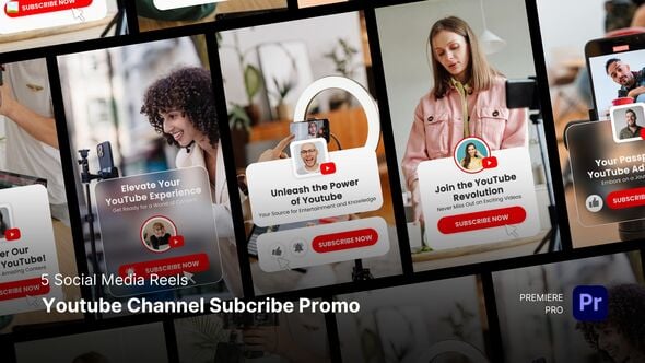 【PR模板】时尚潮流INS风社交媒体点赞订阅用户交互卡片图文动画 Social Media Reels – Youtube Subscribe Promo