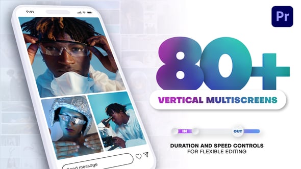 【PR模板】84个多屏幻灯片切换手机竖屏动画过渡转场预设 Vertical Multiscreen Transitions