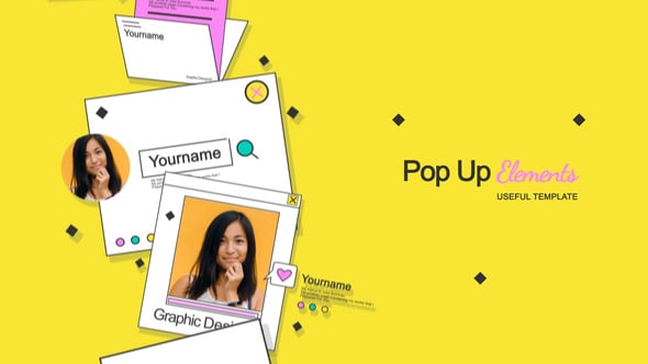 【PR模板】8种简洁时尚社交媒体卡片动态图文排版动画 Pop Up Elements