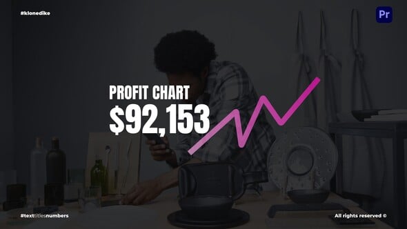 【PR模板】9款精美时尚滚动数据走势统计变化文本标题动画 Text Titles Numbers – mogrt