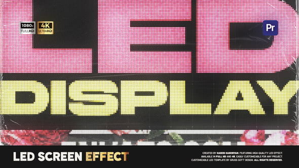 【PR模板】文本图像LED电子屏像素化显示效果 LED Display Effect