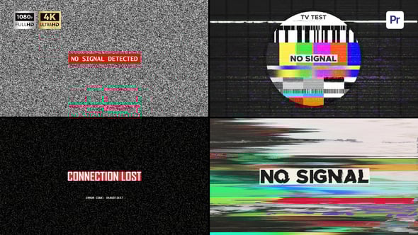 【PR模板】复古广播电视信号撕裂故障失真雪花噪点闪烁视觉特效 Bad Signal