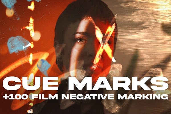 【4K视频素材】114个复古35mm胶片电影放映机打孔划痕标记涂鸦字母转场过渡叠加动画 Pixflow – Cue Marks