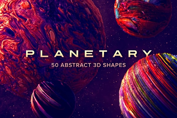 【PNG素材】50款4K抽象科幻太空行星炫彩熔岩地质纹理艺术设计背景素材 Planetary: 50 Abstract 3D Shapes