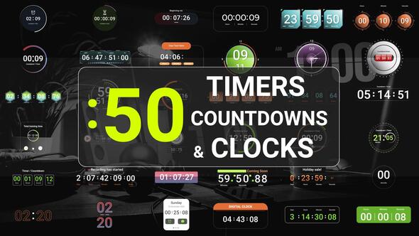 【AE模板】50款精美数字时钟倒计时秒表计数器动画 Timers And Clocks Pack